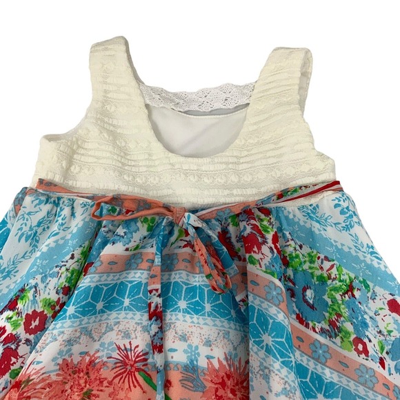 RARE EDITIONS Girl's Country Sleeveless Sun Dress Size 2T Flower Bow Tie Back - Picture 6 of 13